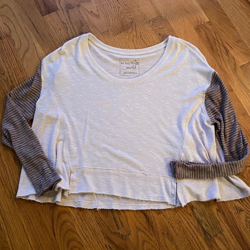 Free People We the Free Knit long sleeve with striped sleeves